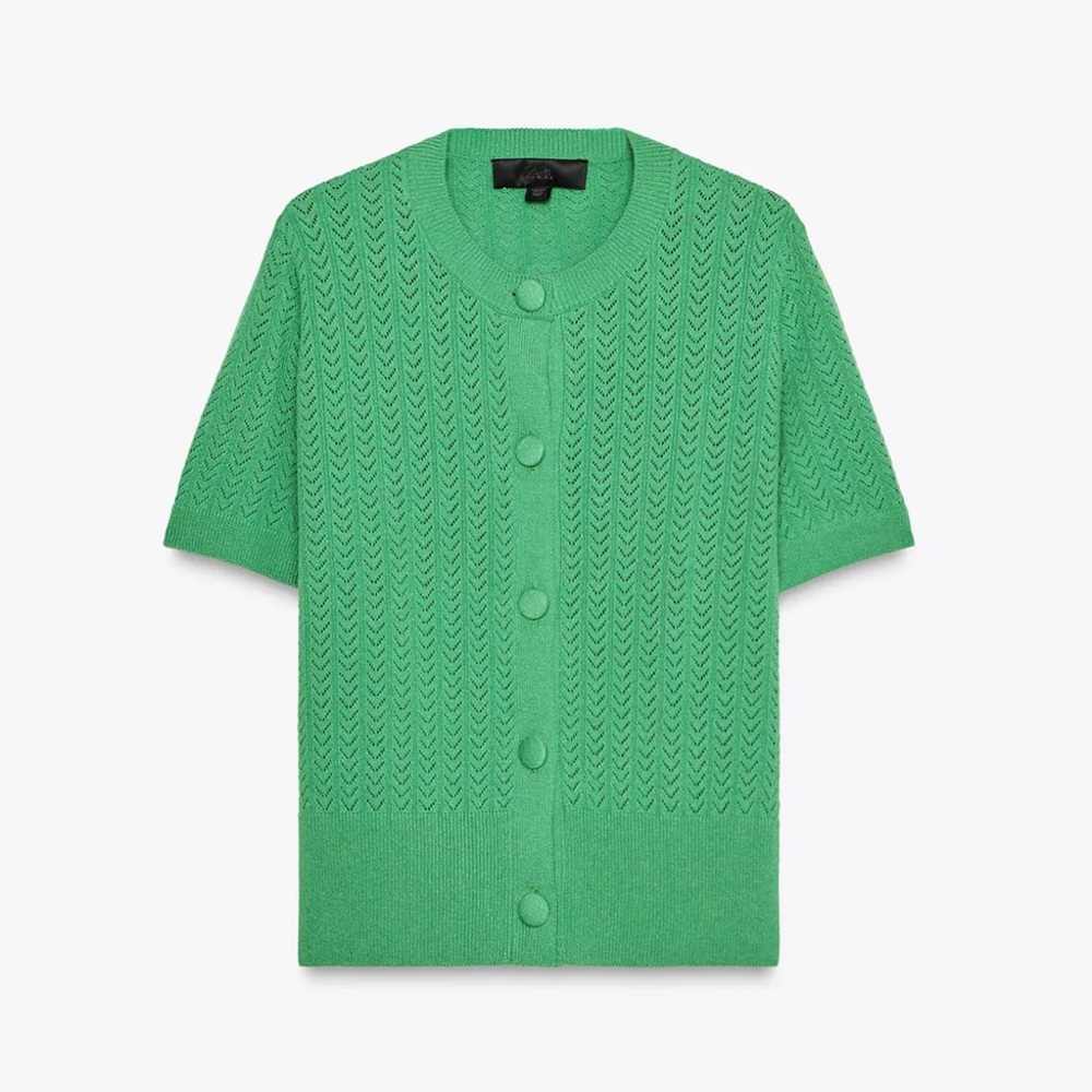 Zara Pointelle Short-Sleeve Cardigan